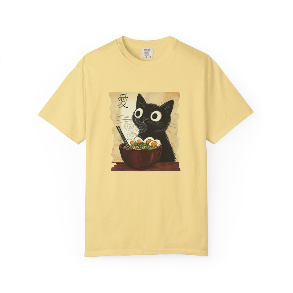 Black Cat Ramen T-Shirt — Cute Japanese Neko Love Graphic Tee