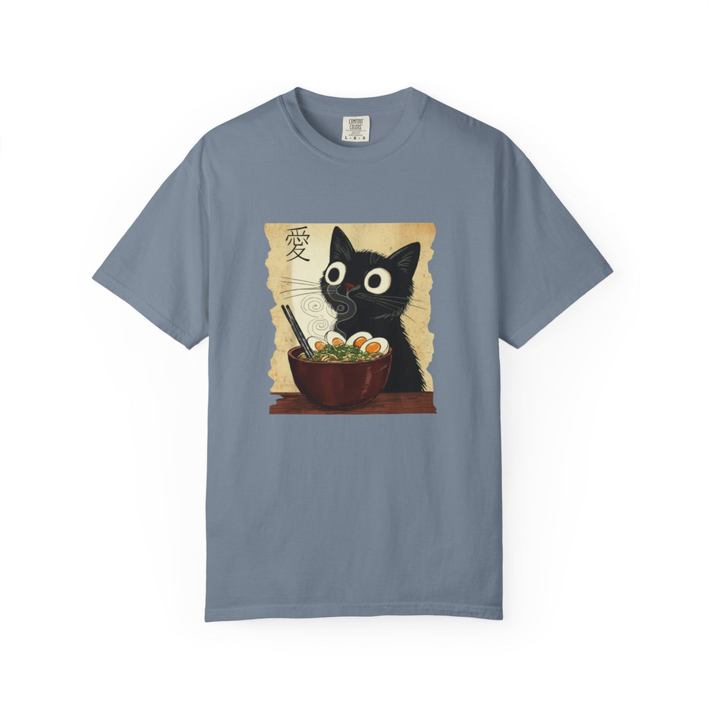 Black Cat Ramen T-Shirt — Cute Japanese Neko Love Graphic Tee