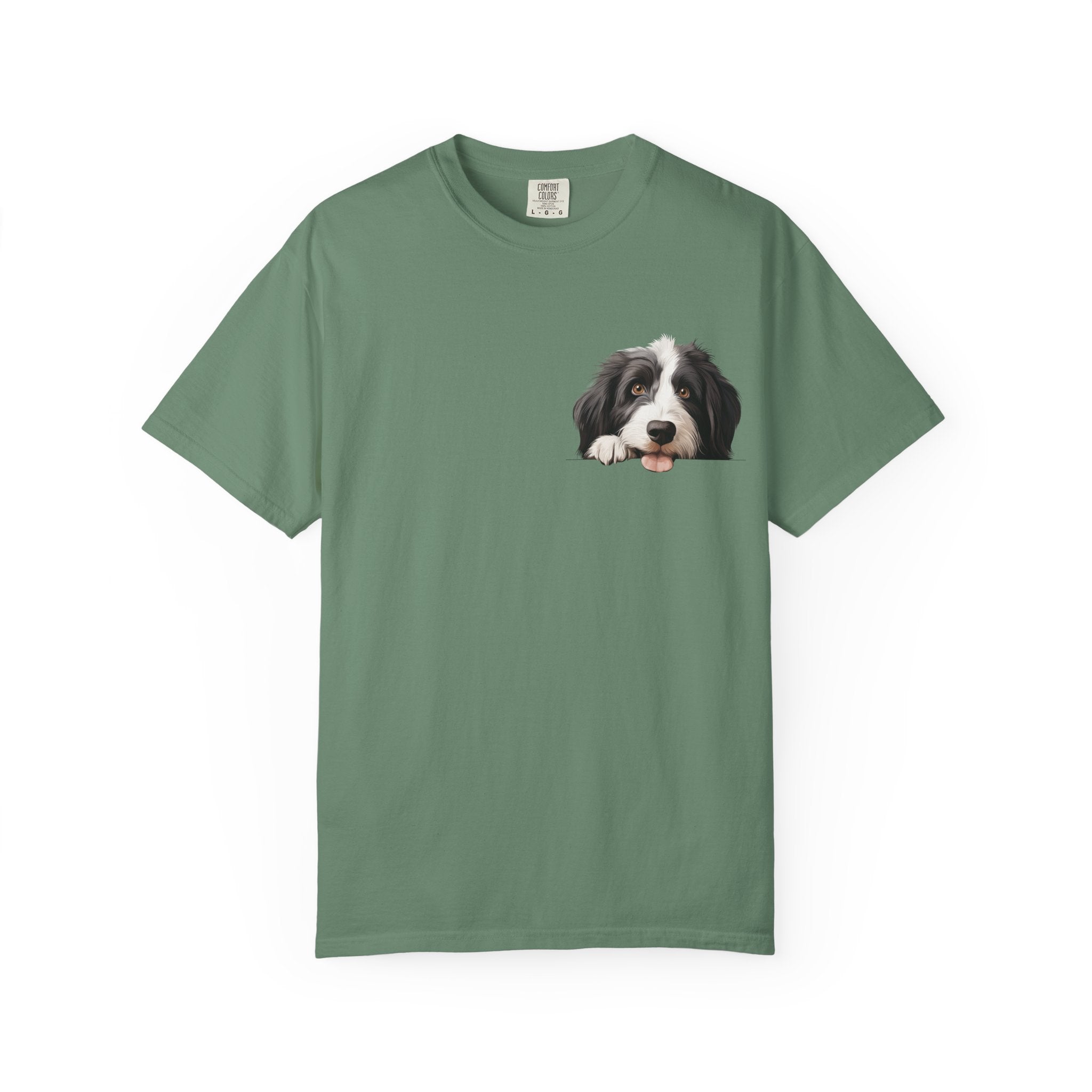Border Collie Peeking Face T-Shirt —  Adorable Cute Dog Eee is the Perfect Everyday Tee for Dog Moms, Pet Lovers, and Breed Enthusiasts