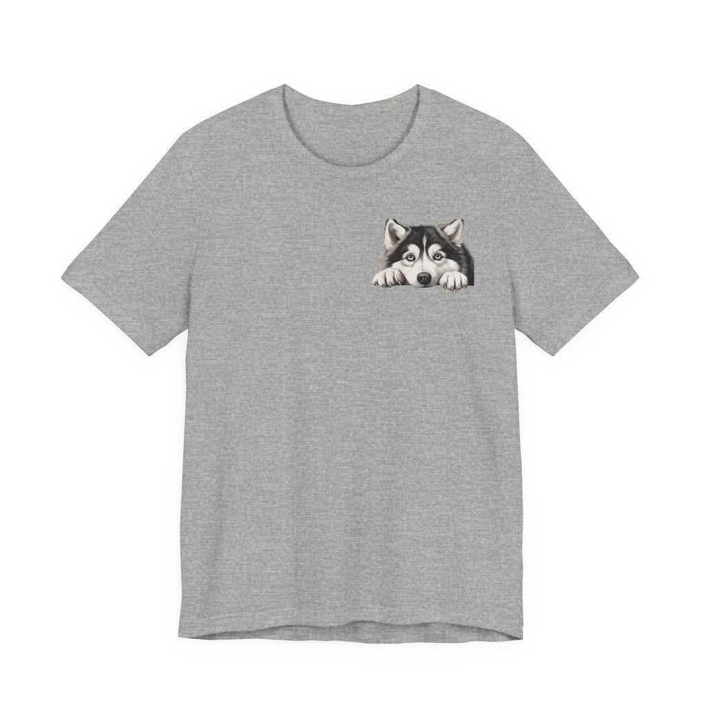 Husky Peekaboo Pocket Tee — Cute Siberian Husky Dog T-Shirt
