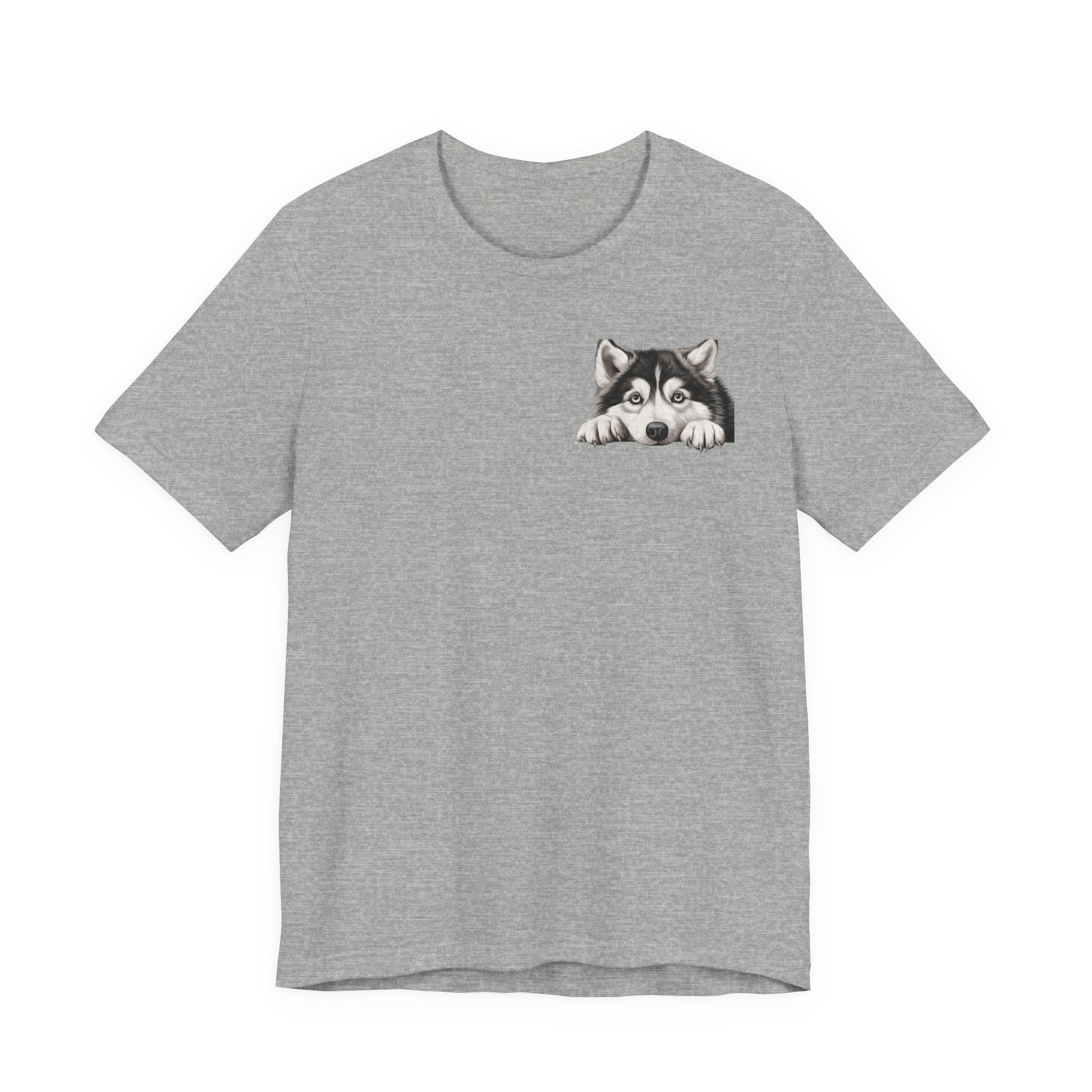 Husky Peekaboo Pocket Tee — Cute Siberian Husky Dog T-Shirt