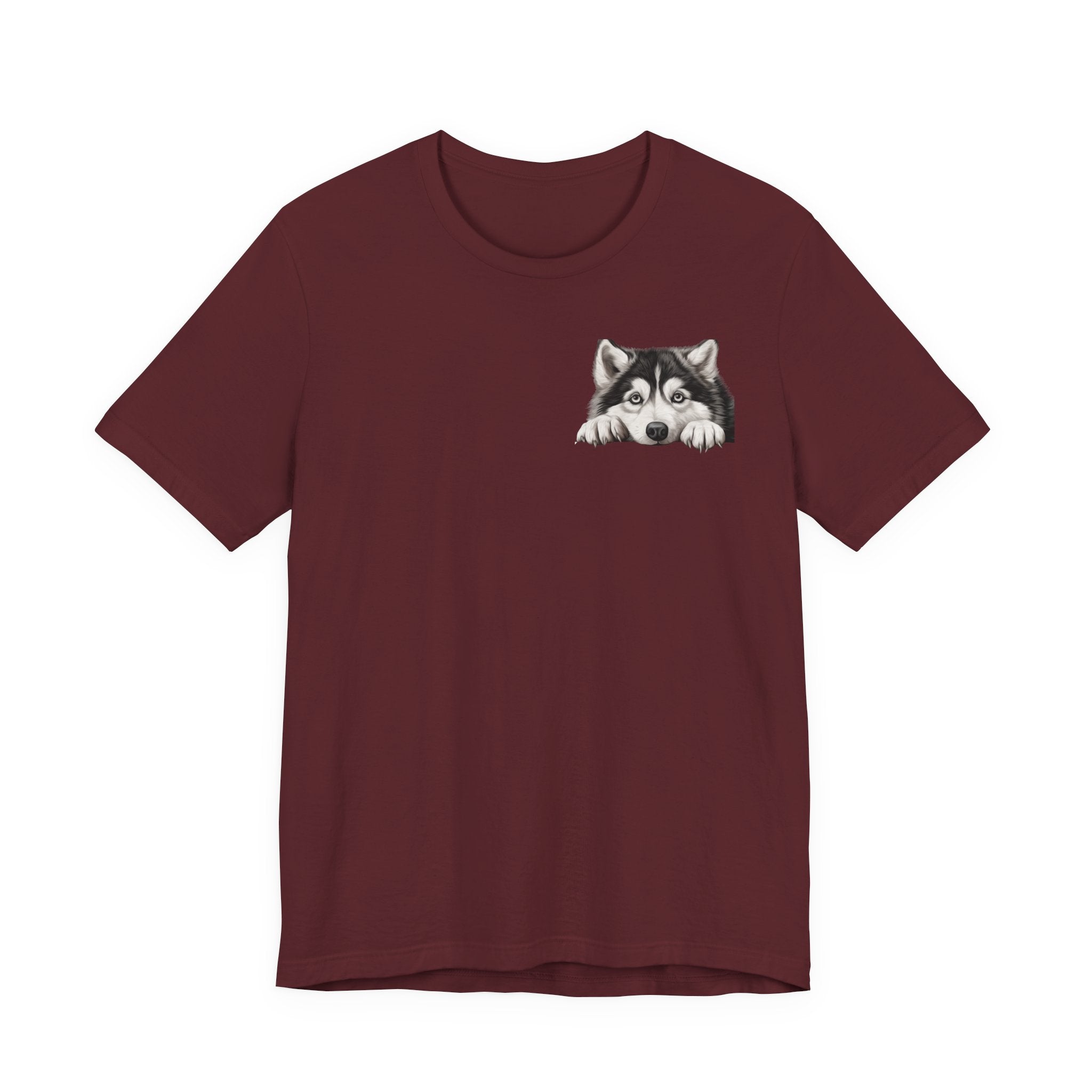 Husky Peekaboo Pocket Tee — Cute Siberian Husky Dog T-Shirt