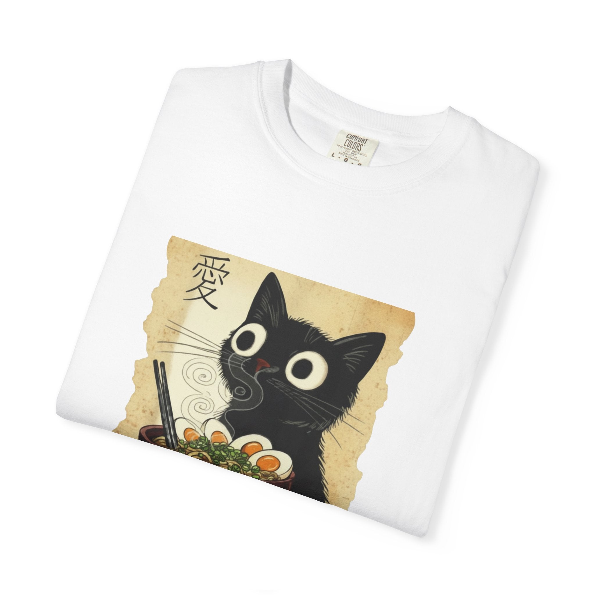Black Cat Ramen T-Shirt — Cute Japanese Neko Love Graphic Tee