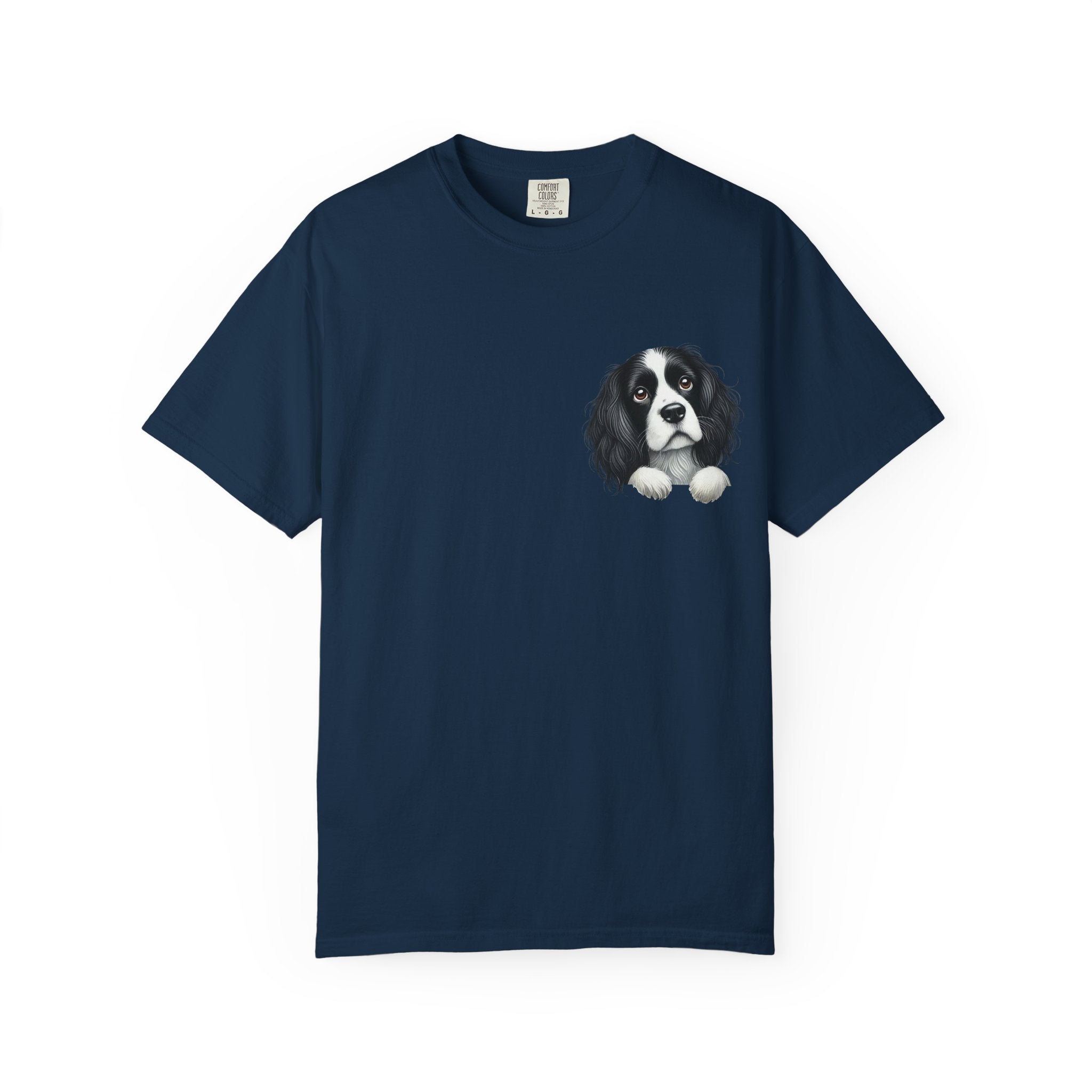 Peek-a-Border Spaniel T-Shirt — Cute Dog Face Tee for Dog Lovers