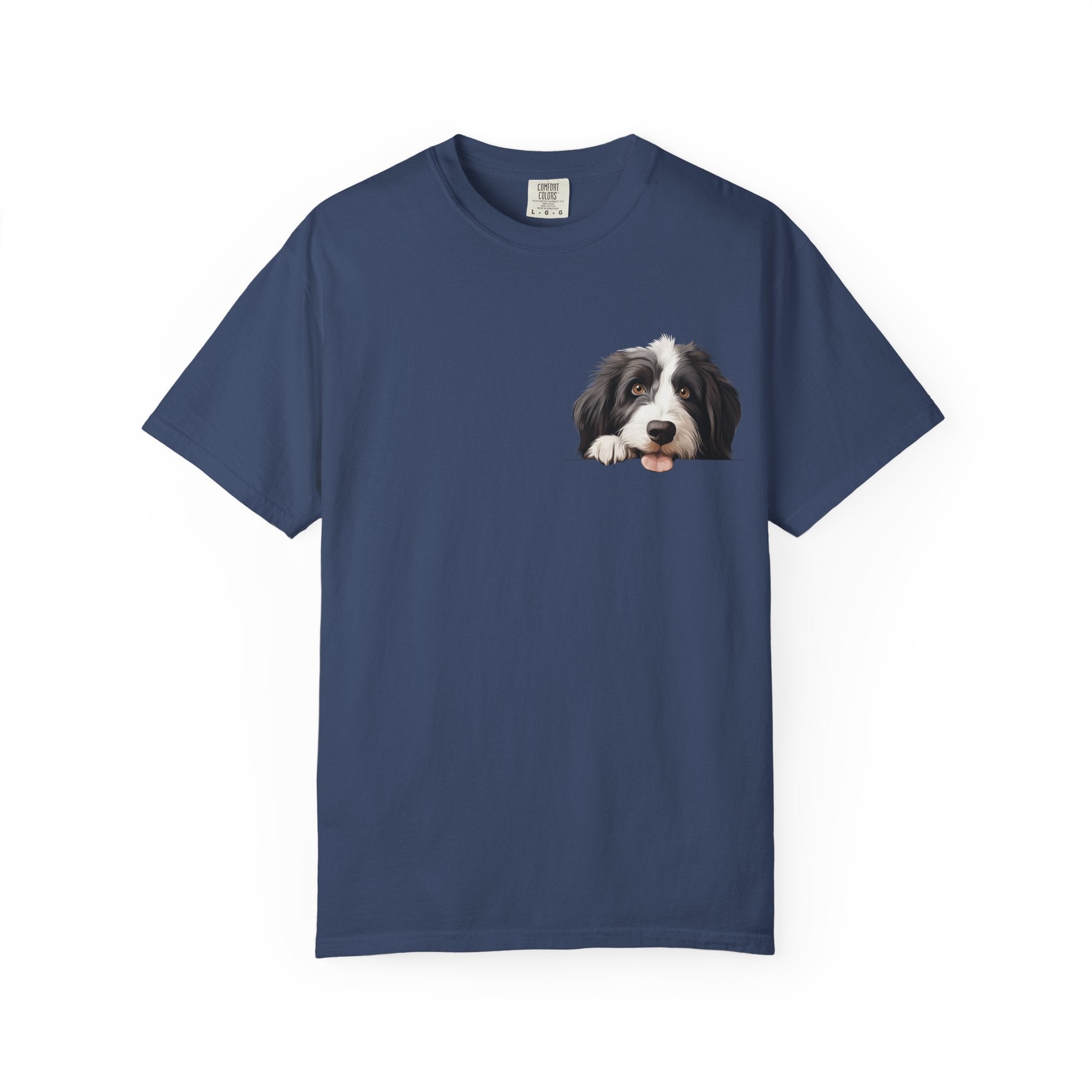 Border Collie Peeking Face T-Shirt —  Adorable Cute Dog Eee is the Perfect Everyday Tee for Dog Moms, Pet Lovers, and Breed Enthusiasts