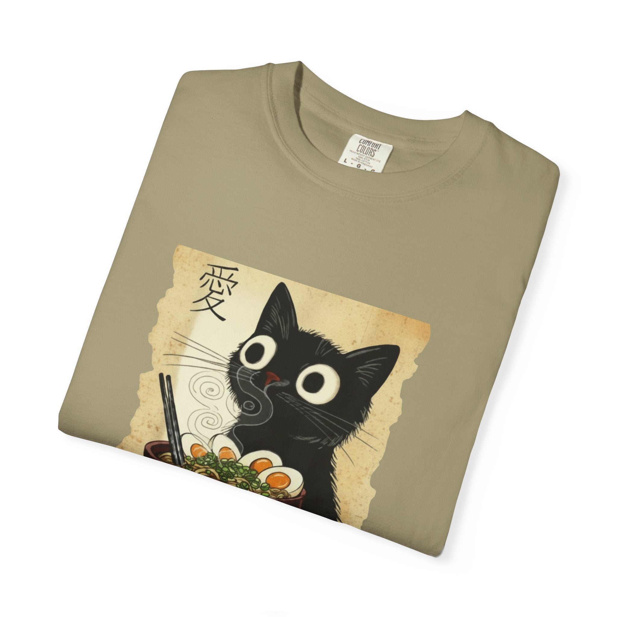 Black Cat Ramen T-Shirt — Cute Japanese Neko Love Graphic Tee